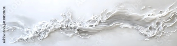 Fototapeta Vibrant white paint fluid flowing on a white background, creates a visual effect, generative AI