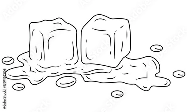 Fototapeta Hand Drawn Ice Cube Isolated Vector Illustration on White Background. Outline Ice Cubes, Flat Style. Ice cubes outline Vector Isolated.