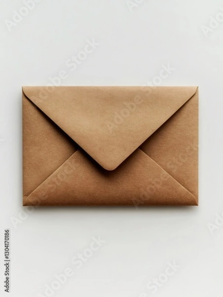 Fototapeta Closed brown envelope resting on white background