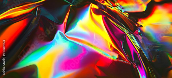 Fototapeta Vibrant iridescent surface with shifting colors and textures. Abstract art background.