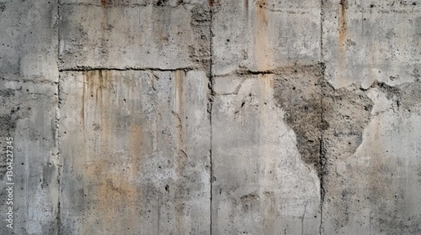 Fototapeta A rough-textured concrete wall with weathered surfaces and subtle, intricate details, creating a strong, industrial aesthetic
