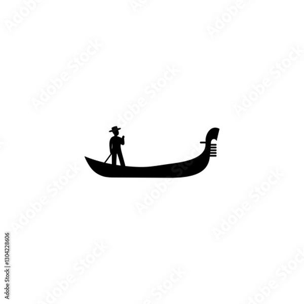 Fototapeta Gondola and gondolier icon isolated on white background