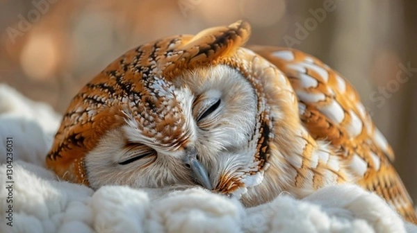 Fototapeta Sleeping owl in the zoo