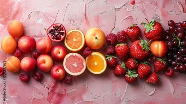 Fototapeta Soft peach and deep red colors paint palette