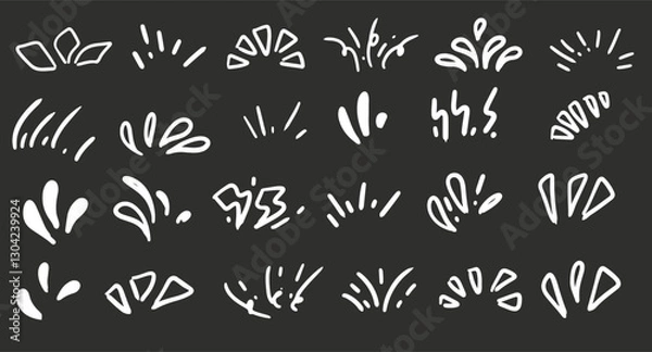 Fototapeta line sparkle vector set doodles, comic style decorative lines, burst effects, and dynamic radial patterns black board chalk