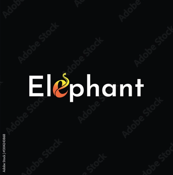 Fototapeta The word "elephant" is elegantly presented in bold, white typography against a solid black background, ensuring strong visual contrast and readability. The font selection is modern and impactful,