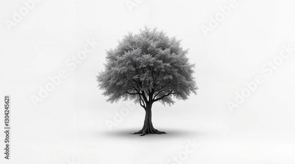 Fototapeta A tree is standing in front of a white background