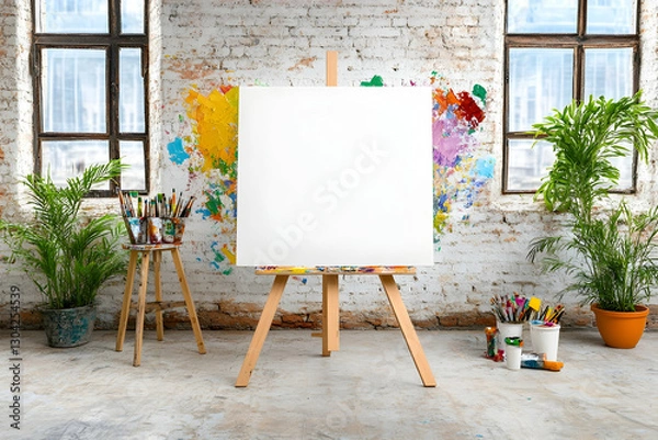 Fototapeta Empty Canvas, Artist Studio, Workspace