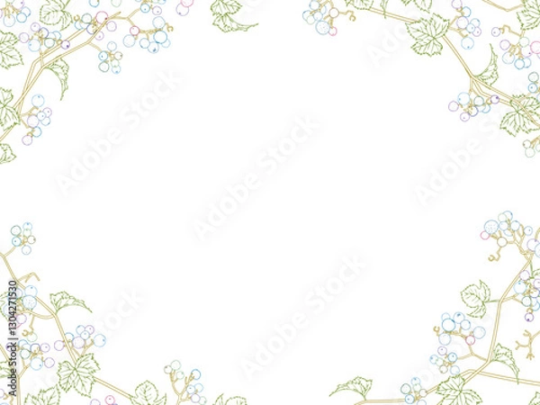 Obraz 野ぶどうの線画フレーム②カラー