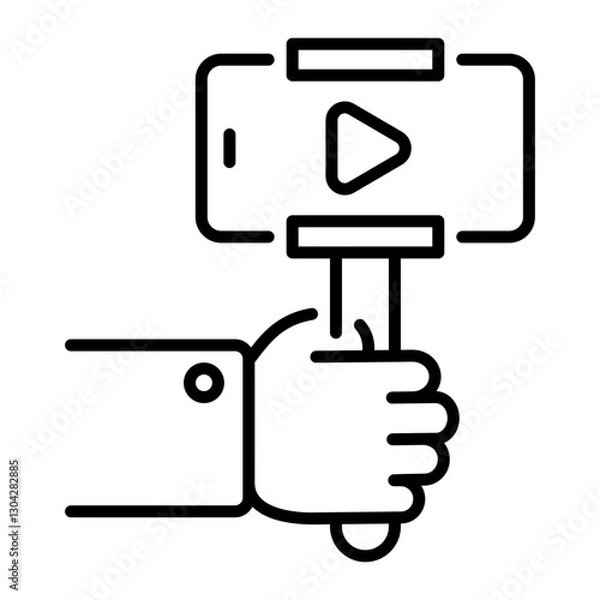 Obraz A linear style icon of recording a vlog with camera 