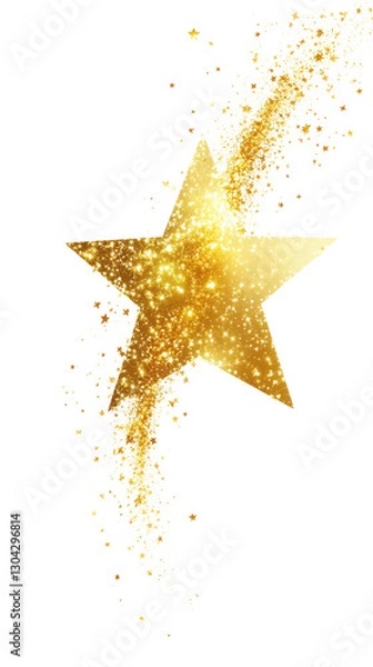 Obraz Sparkling gold star with a trail of glitter creating a festive atmosphere during celebrations