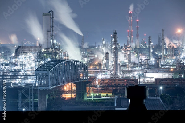 Fototapeta 美しい工場夜景　岡山県	