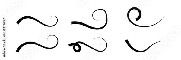Fototapeta Set of Swoosh vector. Hand drawn swoosh elements, and swoop underline typography tails shape in flat styles. Set of ribbons. Design concept element collection in eps 10.