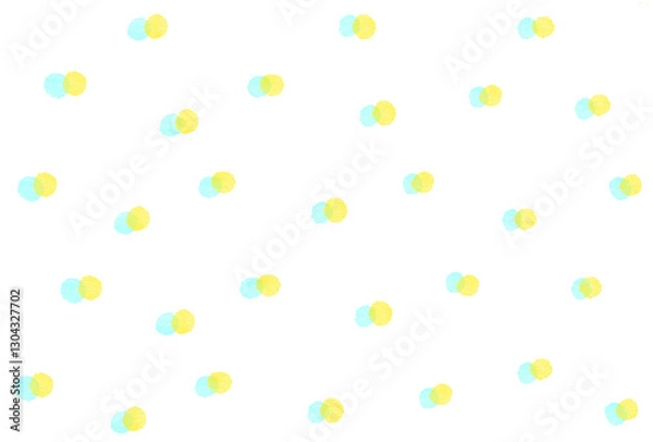 Fototapeta ランダムに並べた黄色と水色のドット背景