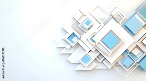 Fototapeta Abstract Geometric Background Modern White Blue and Beige 3D Squares Design
