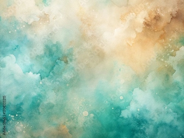 Obraz Abstract Teal Beige Watercolor Background Texture for Design Projects