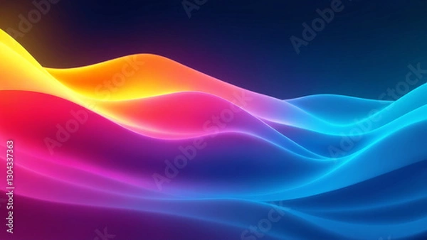Fototapeta Colorful Abstract Wave Art With Vibrant Neon Gradient Effect Background