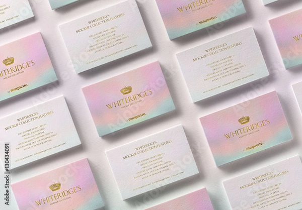 Obraz Array of Luxury Gold-Embossed Business Cards Mockup 1
