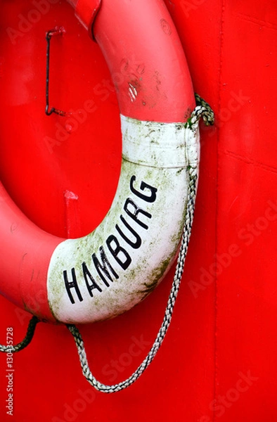 Obraz Rettungsring mit Hamburg