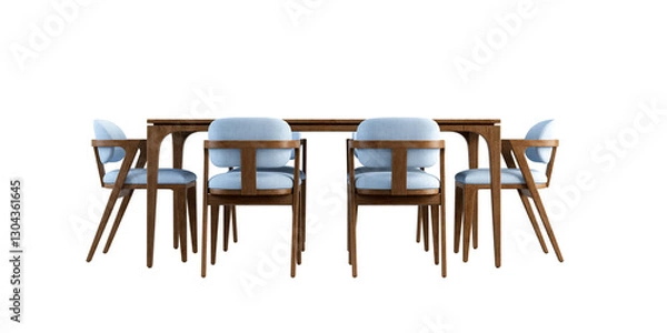 Fototapeta Wooden table and chairs set isolated on white background
