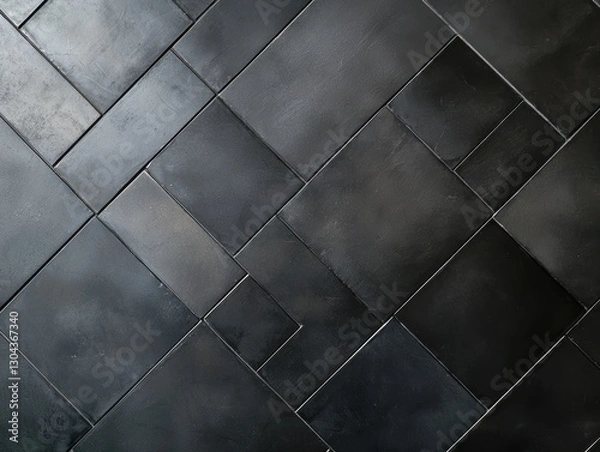 Fototapeta Seamless interlocking platinum diamond grids arranged over a sleek black canvas, creating a refined Deco elegance