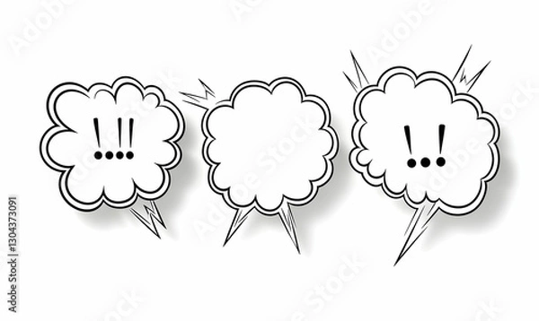 Fototapeta Speech bubbles with exclamation marks and empty space for text
