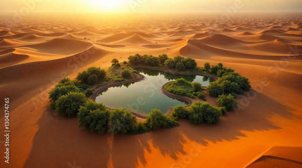 Fototapeta A small pond in the middle of a desert