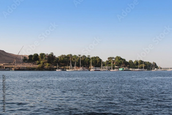 Fototapeta Landscape of the coastline of the Nile River called First Cataract, Aswan, Egypt