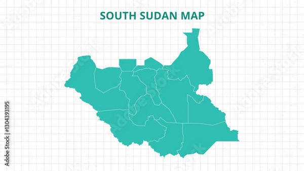 Fototapeta A Map highlighting South Sudan Map, South Sudan modern map with Grey Color Hi detailed Vector, geographical borders