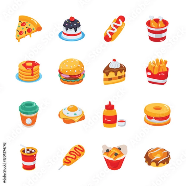 Fototapeta Creatively crafted food and drinks 3d icons, ready for premium use