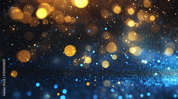 Obraz Golden & Blue Bokeh – Elegant Sparkling Lights