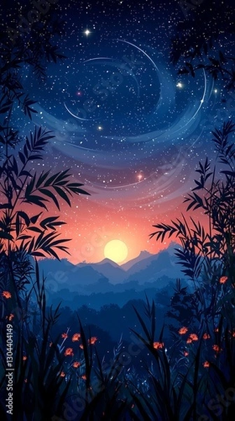 Obraz Starry Sunrise Mountain View