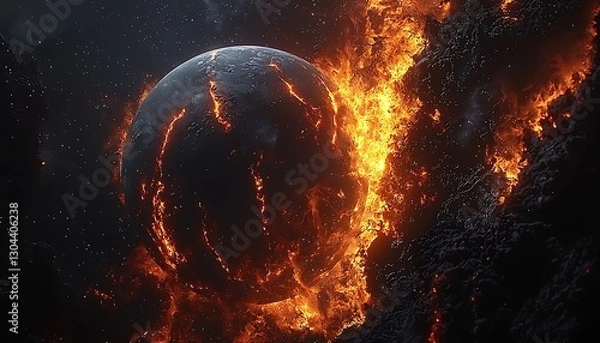 Obraz Burning Planet in Space