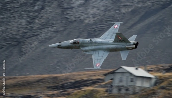 Fototapeta F-18 Hornet at Axalp Airshow in Switzerland
