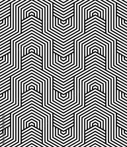 Fototapeta Vector seamless pattern. Modern stylish texture. Monochrome geometrical pattern. The grille with hexagonal tiles.