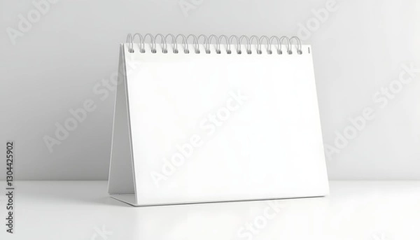 Fototapeta White spiral notebook mockup standing on desk