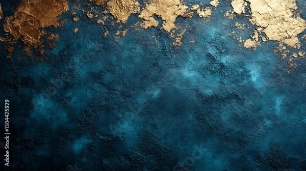 Fototapeta Deep teal gold textured background elegantly swirls. AI Generated