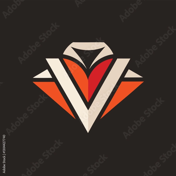 Fototapeta Stylized diamond and collar logo design featuring geometric shapes and vibrant colors inspired by modern branding trends