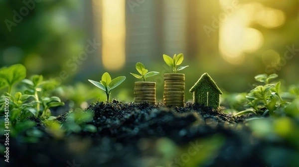 Fototapeta Urban nature and sustainable finance growing investments for a greener future