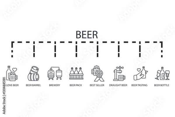 Fototapeta Beer icon set.vector.Editable stroke.linear style sign for use web design,logo.Symbol illustration.
