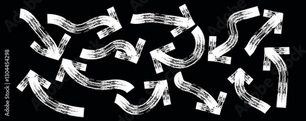 Fototapeta Collection black bold brush drawn arrows and curved line . Hand drawn vector quirky spiral arrows and thick emphasis lines. Grunge lines can be used as art brushes..