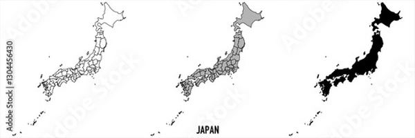 Fototapeta High detailed vector map - Japan
