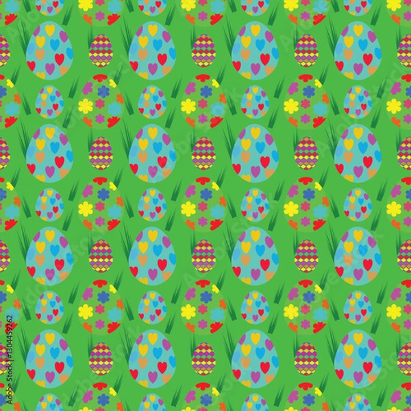 Fototapeta seamless floral pattern with easter egg green colorful wallpaper cover 