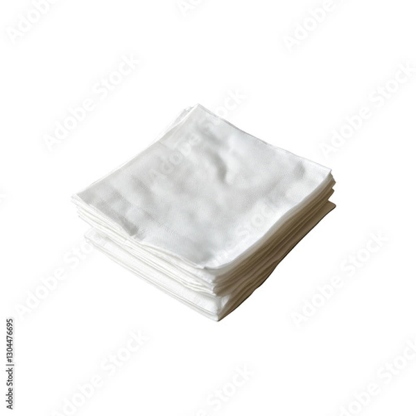 Fototapeta Neatly stacked white napkin isolated on transparent background, perfect for enhancing dining experiences at home or special occasions.