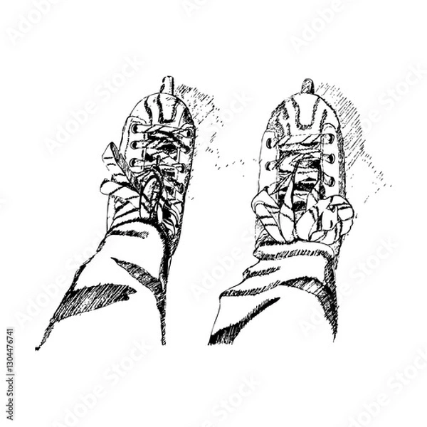 Fototapeta Roller skating and ice skates in sketch style. Vector illustration. Hand draw.