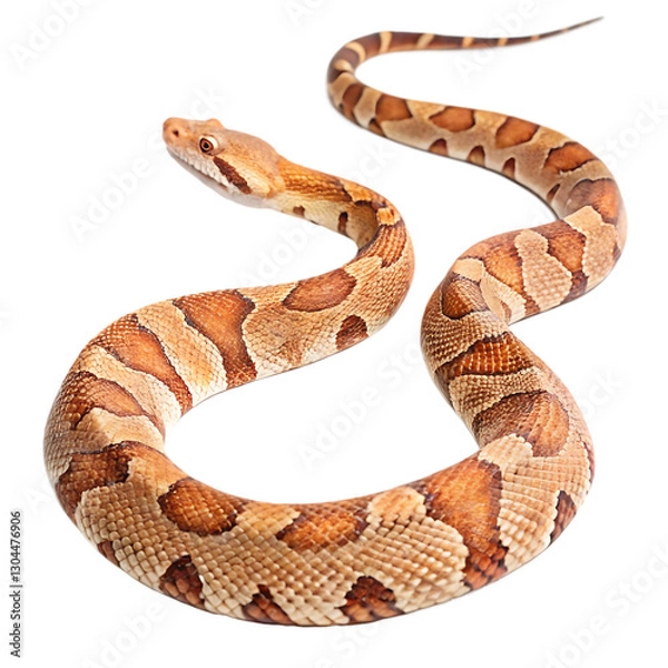 Fototapeta Creamy Albino Ball Python against a white background.