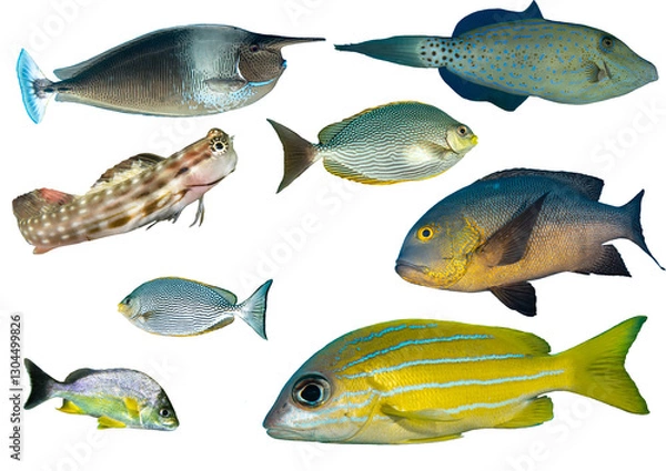 Fototapeta Tropical Reef Fish Collection - Isolated PNG with Transparent Background