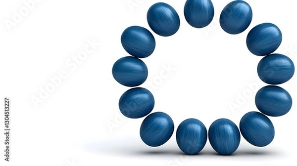 Fototapeta Blue Speckled Ovals in Circular Frame on White Background