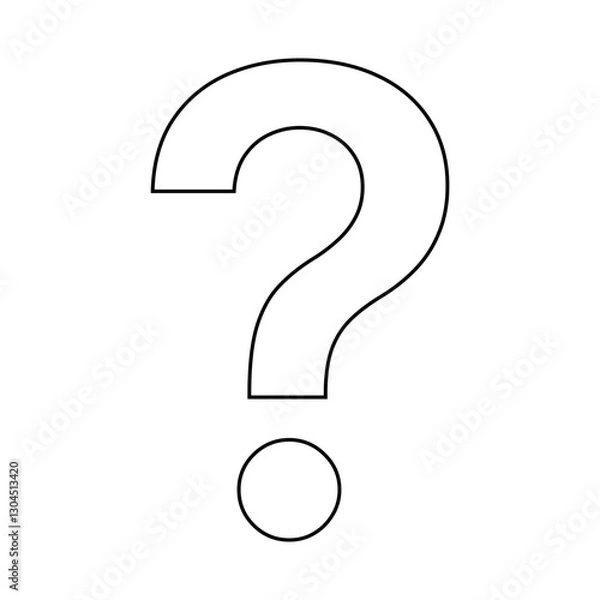 Fototapeta Outline ? question mark, isolated vector on transparent background