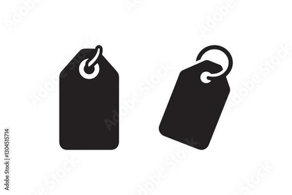 Fototapeta Price tag icon silhouette vector illustration in black and white, set against a white background